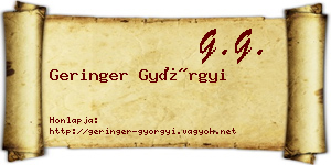 Geringer Györgyi névjegykártya